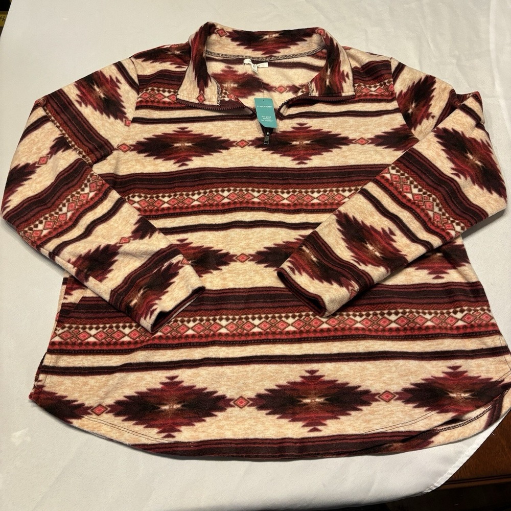 NWT Maurices Fleece Pullover Women's Aztec Southwest 1/4 Zip Jacket Size XXL